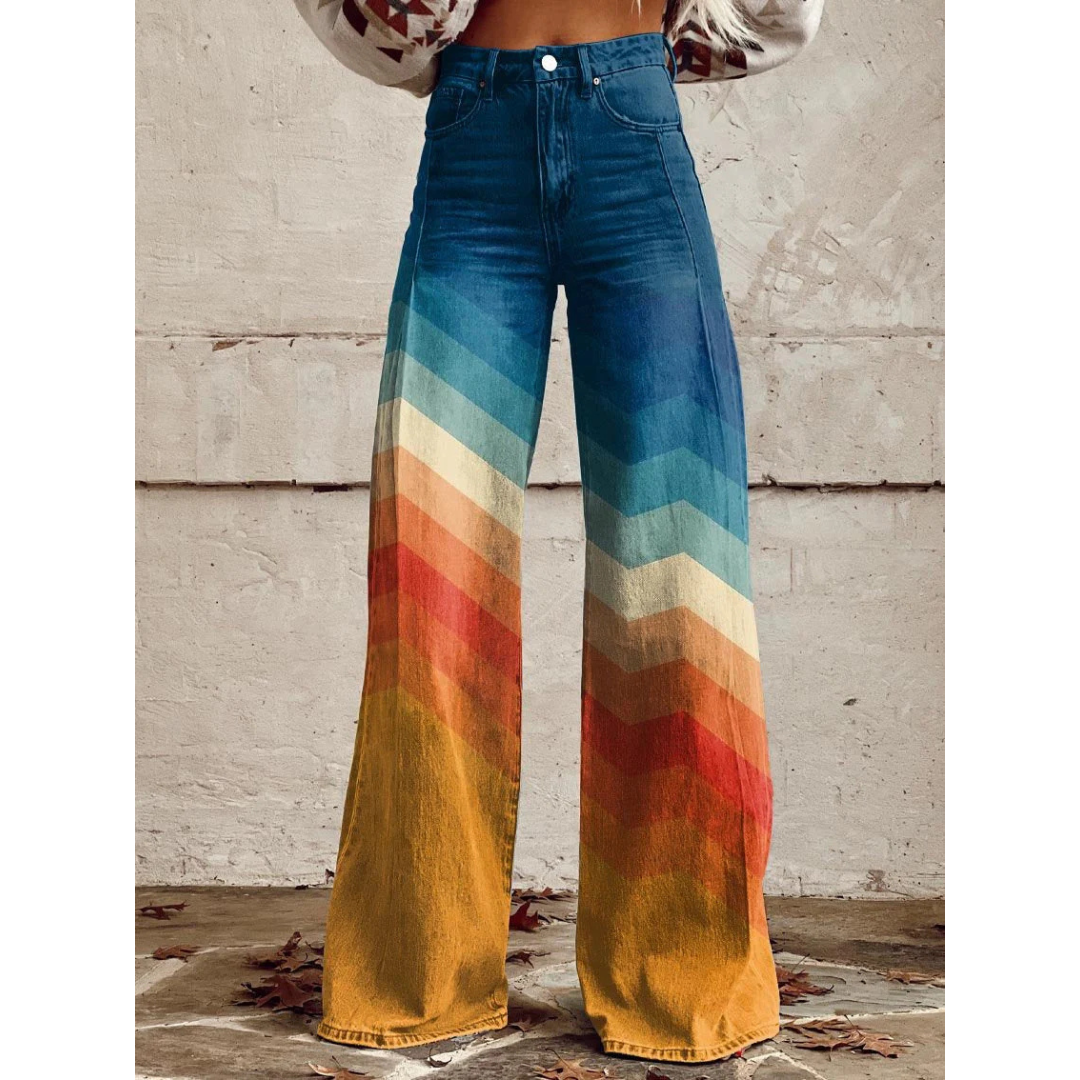 Melody |  RETRO CHEVRON WIDE LEG PANTS