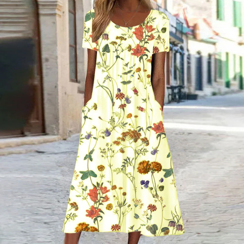 Londyn | Boho Floral Dress with Belly Cover