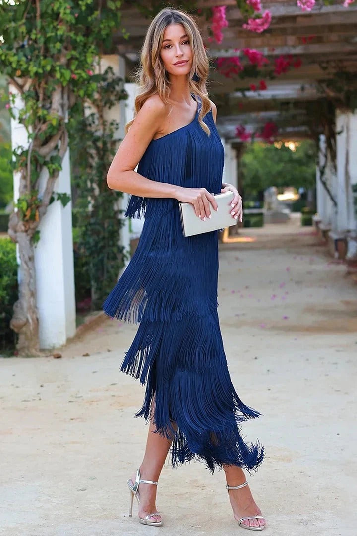 Haven | Elegant dress with fringes