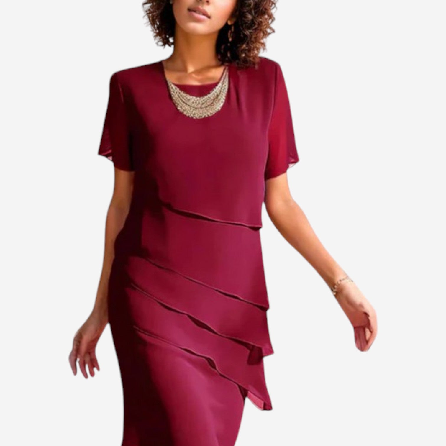 Amara Pleated Chiffon Dress