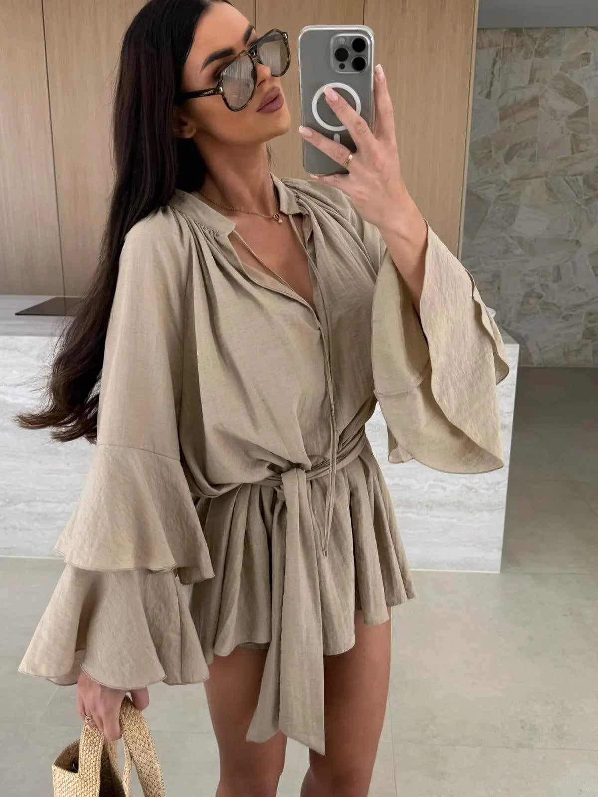 Dina™ | Breezy Shirt Dress with Belt