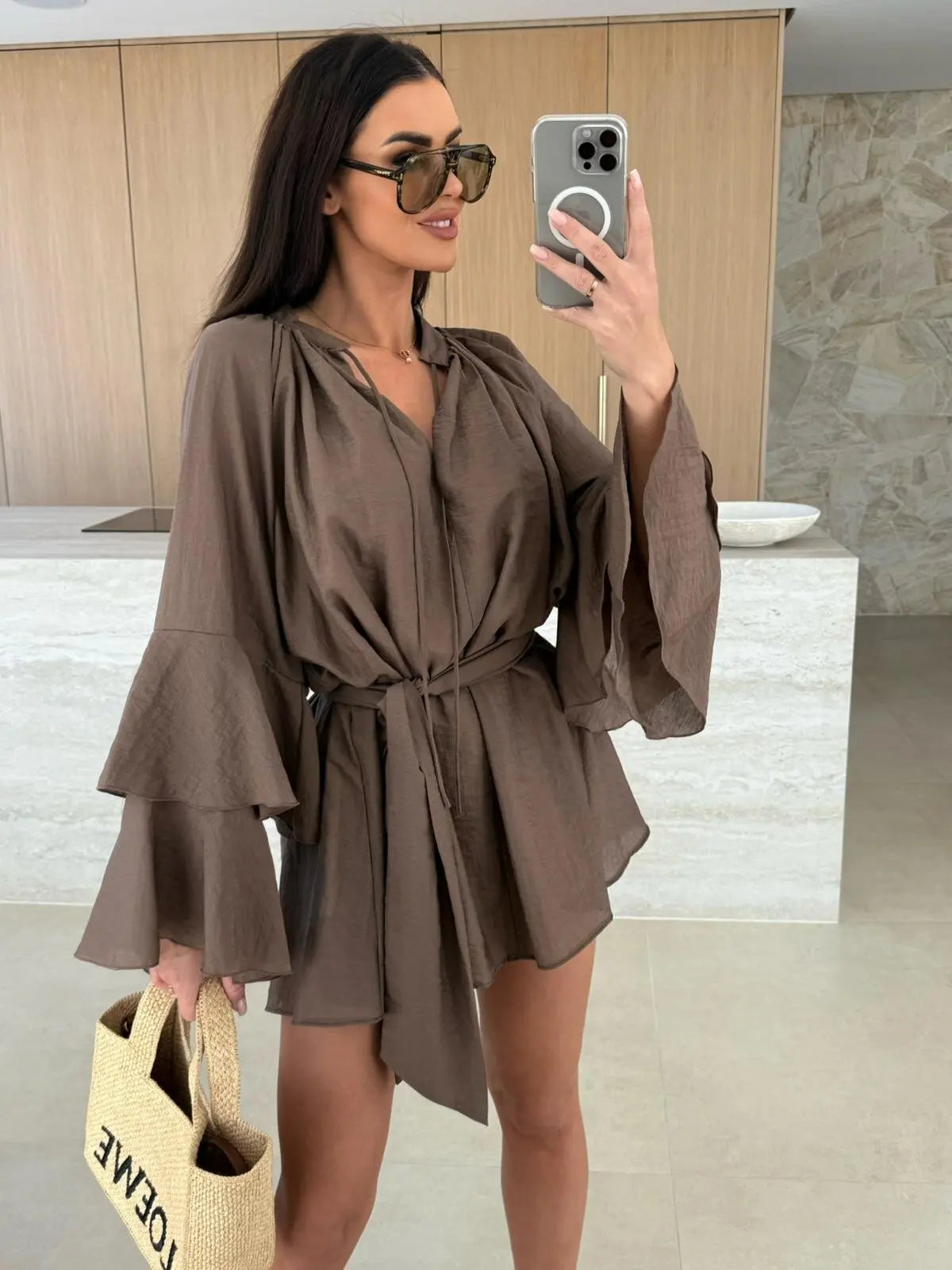 Dina™ | Breezy Shirt Dress with Belt