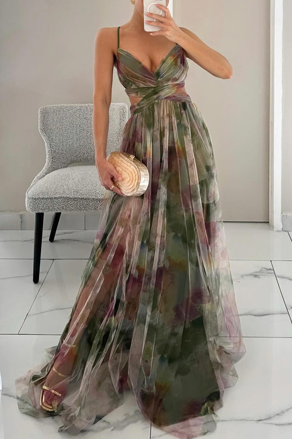 Liora™ | Elegant Maxi Dress with Watercolor Print