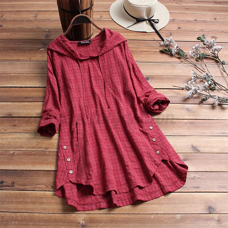Hillary | Loose Cotton Sweatshirt with Button