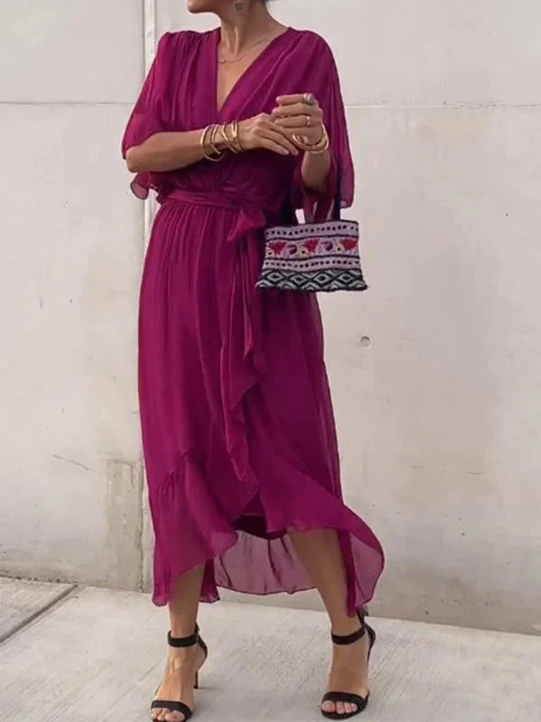 Aurora™ | Chiffon Midi Dress with Wrap Design