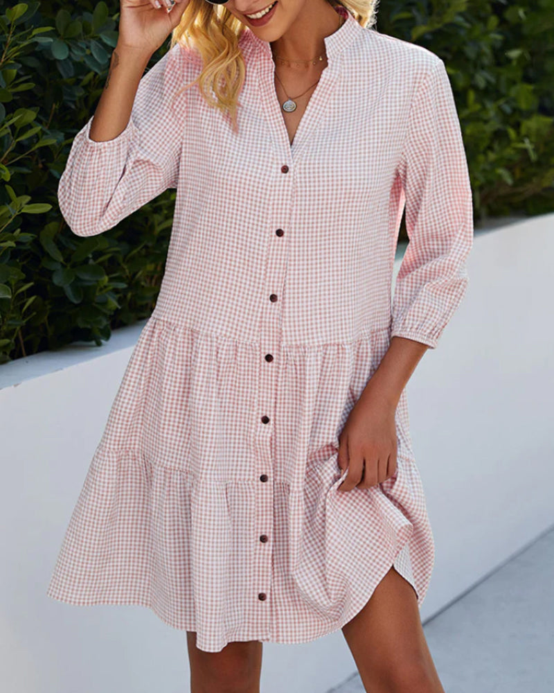 Ollie™ | Checked Shirt Dress with Buttons