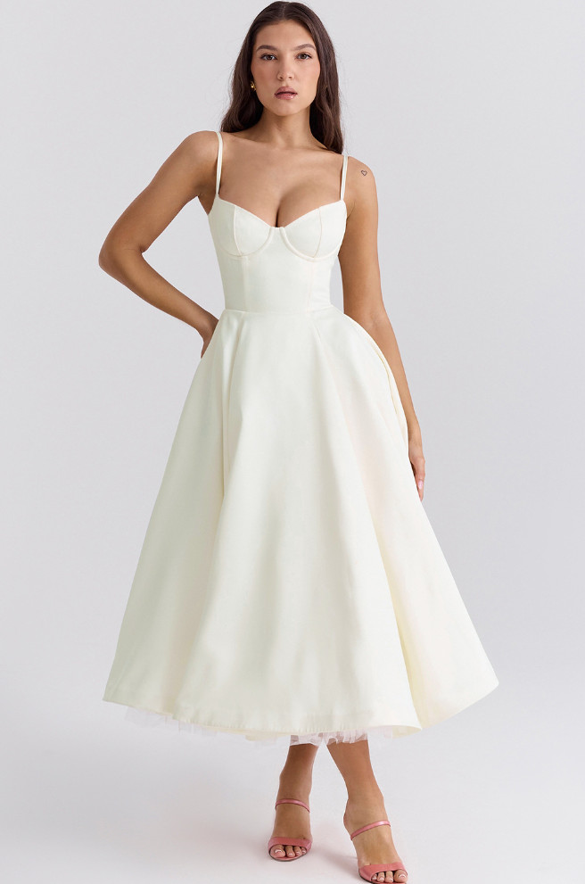 Julia™ | Satin Bustier Midi Dress