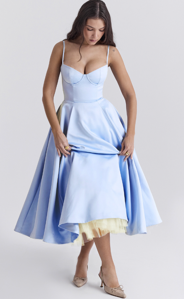 Julia™ | Satin Bustier Midi Dress