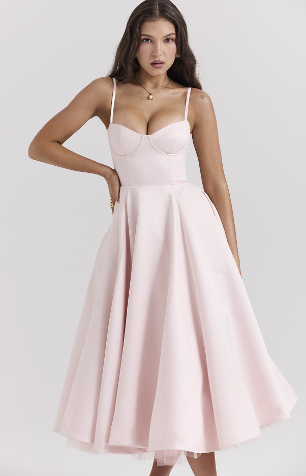 Julia™ | Satin Bustier Midi Dress