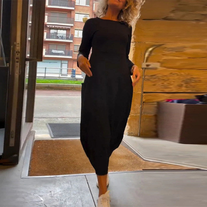 Claire Elegance – Cotton Midi Dress