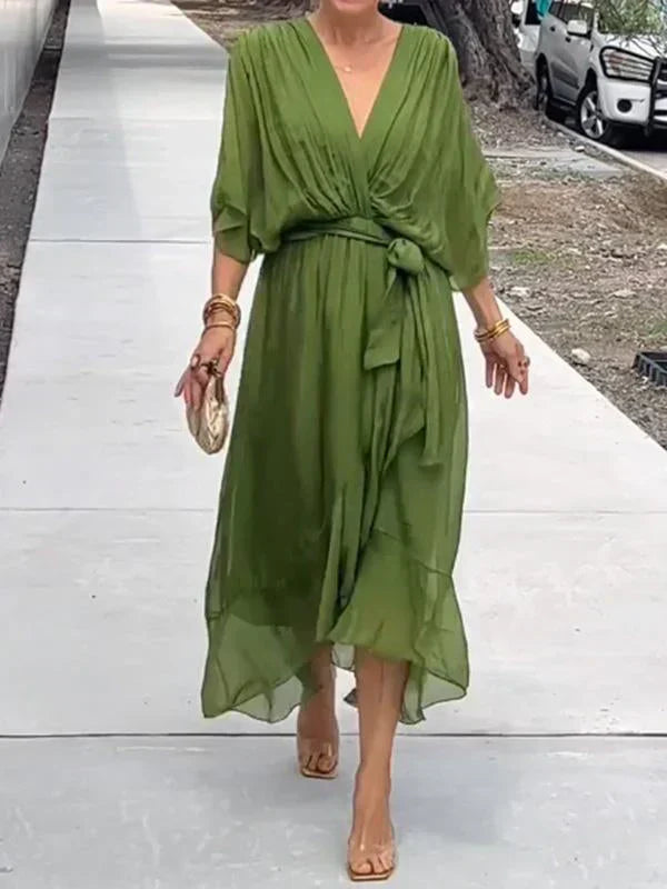 Aurora™ | Chiffon Midi Dress with Wrap Design