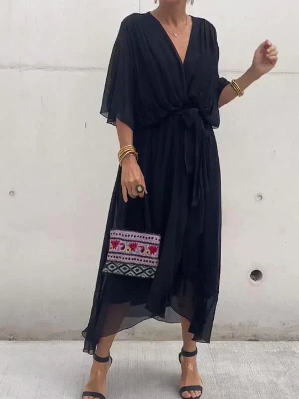 Aurora™ | Chiffon Midi Dress with Wrap Design