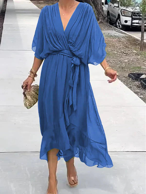 Aurora™ | Chiffon Midi Dress with Wrap Design
