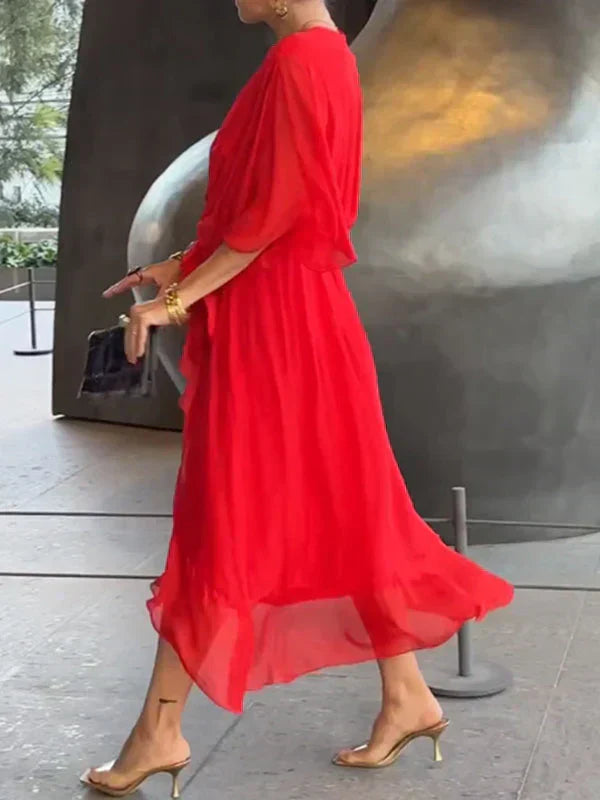 Aurora™ | Chiffon Midi Dress with Wrap Design