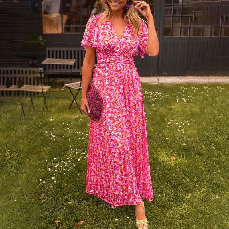 Seraphina™ | Printed Maxi Dress with Flare Sleeves