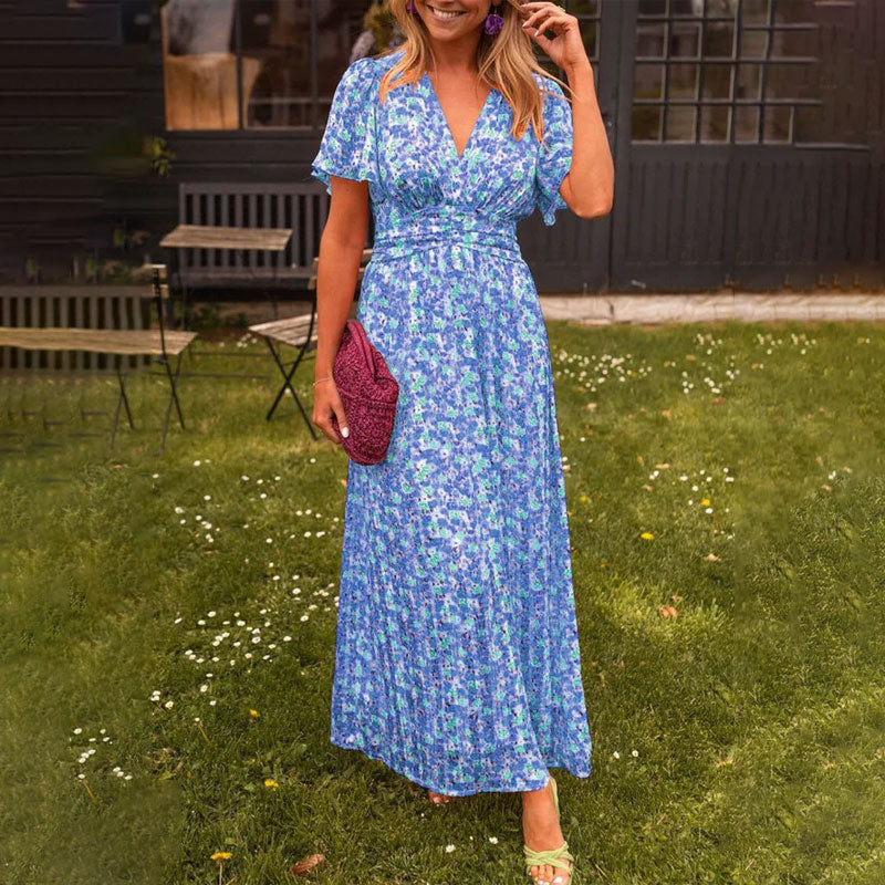 Seraphina™ | Printed Maxi Dress with Flare Sleeves